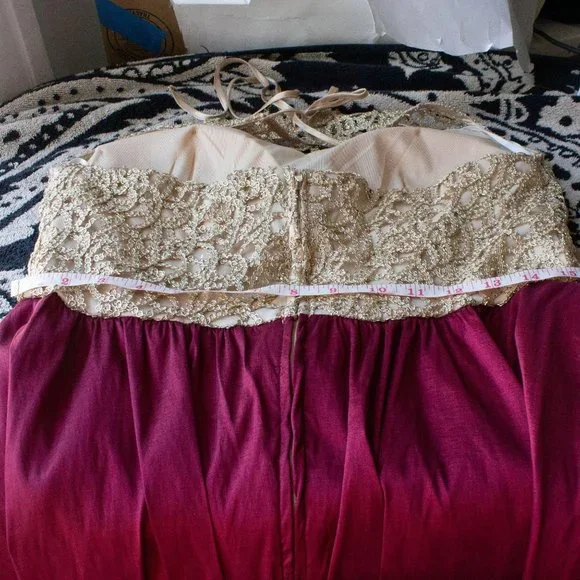 B. Darlin High Low Ruby Red Gold Metallic Dress - Picture 9 of 9